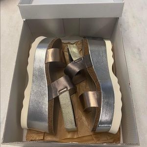 New! Silver, bronze and gold wedges! Size 40. (9-9.5)